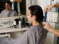 Young man having a haircut